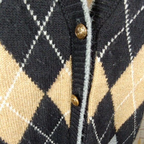 Alfred Dunner Black Button Front Argyle Vest  USA - Picture 3 of 5